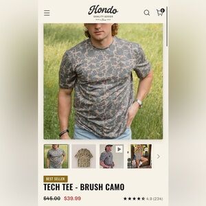 Hondo Men's Brush Camo Short Sleeve Tech Tee - Camo Green